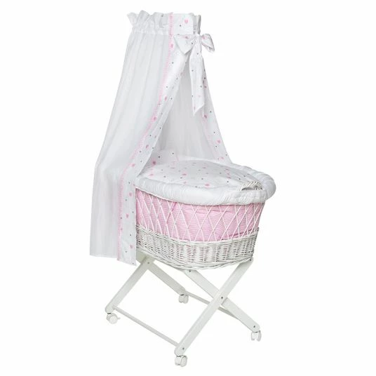 Deals 🛒 Schardt bassinet Babsi White - Heart - Pink 😀 1 Deals 🛒 Schardt bassinet Babsi White - Heart - Pink 😀